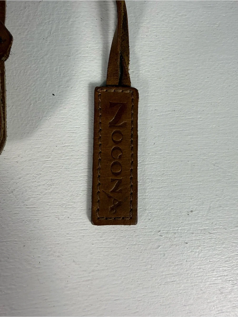 Nocona Tooled Floral Leather Wristlet - Tan with Cream Accent